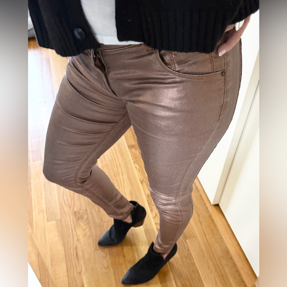 Cotelac Bronze Coated Skinny Jeans – French Designer Luxe